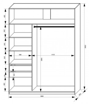 Шкаф-купе 1800 серии SOFT D1+D3+B2+PL1 (2 ящика+1штанга) профиль «Графит» в Тюмени - tumen.ok-mebel.com | фото 3