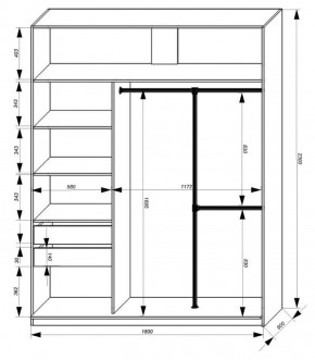 Шкаф-купе 1800 серии SOFT D8+D2+B2+PL4 (2 ящика+F обр.штанга) профиль «Графит» в Тюмени - tumen.ok-mebel.com | фото 3