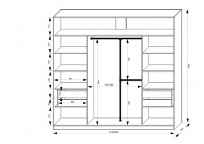 Шкаф-купе 2150 серии NEW CLASSIC K4+K4+K4+B22+PL4(по 2 ящика лев/прав+F обр.штанга) профиль «Капучино» в Тюмени - tumen.ok-mebel.com | фото 3