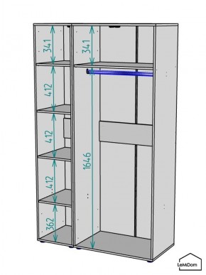 Шкаф Linnea MHR-3-1 2050х1200х510 (Графит-М 11.1.25) в Тюмени - tumen.ok-mebel.com | фото 3