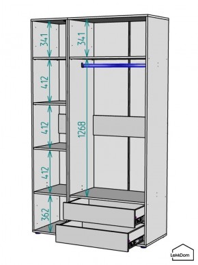 Шкаф Linnea MHR-3-2 2050х1200х510 (ДВ-М 11.1.25) в Тюмени - tumen.ok-mebel.com | фото 3