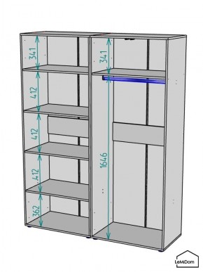 Шкаф Linnea MHR-4-1 2050х1600х510 (Графит-М 11.1.25) в Тюмени - tumen.ok-mebel.com | фото 3