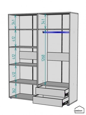 Шкаф Linnea MHR-4-2 2050х1600х510 (ДВ-М 11.1.25) в Тюмени - tumen.ok-mebel.com | фото 3