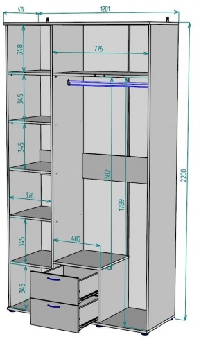 Шкаф Ольга H54 в Тюмени - tumen.ok-mebel.com | фото 2