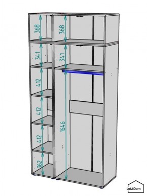 Шкаф с антресолью Linnea MHR-3A-1 2450х1200х510 (Графит-М 11.1.25) в Тюмени - tumen.ok-mebel.com | фото 3