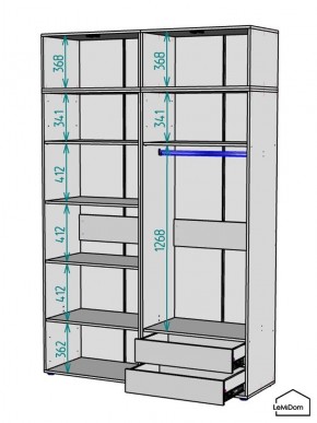 Шкаф с антресолью Linnea MHR-4A-2 2450х1600х510 (ДВ-М 11.1.25) в Тюмени - tumen.ok-mebel.com | фото 3