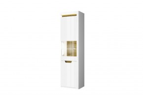 Шкаф с витриной 1V1D P, TORINO, цвет белый/Дуб наварра в Тюмени - tumen.ok-mebel.com | фото 1