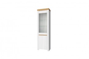 Шкаф с витриной  1V1D, TAURUS, цвет белый/дуб вотан в Тюмени - tumen.ok-mebel.com | фото 1