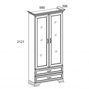 Шкаф с витриной 2V2S, TIFFANY, цвет вудлайн кремовый в Тюмени - tumen.ok-mebel.com | фото 2