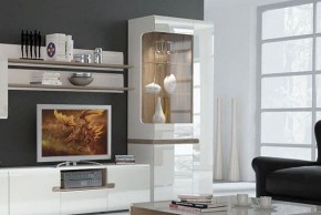Шкаф с витриной 3D/TYP 01L, LINATE ,цвет белый/сонома трюфель в Тюмени - tumen.ok-mebel.com | фото 6