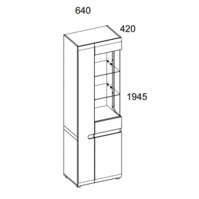 Шкаф с витриной 3D/TYP 01P, LINATE ,цвет белый/сонома трюфель в Тюмени - tumen.ok-mebel.com | фото 2