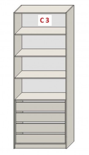 Шкаф СТАНДАРТ С3 4 ящика серия "ГЕСТИЯ" (Бело-серый/Дуб Небраска натуральный ) 800*520*2300 в Тюмени - tumen.ok-mebel.com | фото 2