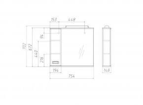 Шкаф-зеркало Cube 75 Эл. ЛЕВЫЙ Домино (DC5008HZ) в Тюмени - tumen.ok-mebel.com | фото 3