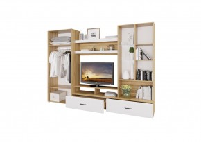 Стенка НЕНСИ 1 (Крафт золотой/Белый глянец) в Тюмени - tumen.ok-mebel.com | фото 2