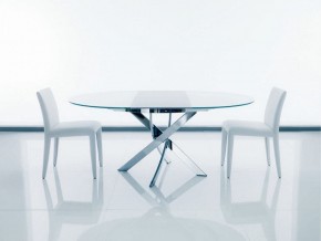 Стол BARONE (01.92) G093 хром/С150 э-бел. гл. стекло, L021алюм.вставка в Тюмени - tumen.ok-mebel.com | фото
