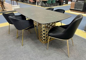 Стол CHIAVARI 220 KL-116 Черный мрамор матовый, итальянская керамика / бронзовый, ®DISAUR в Тюмени - tumen.ok-mebel.com | фото 2