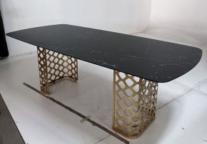 Стол CHIAVARI 220 KL-116 Черный мрамор матовый, итальянская керамика / бронзовый, ®DISAUR в Тюмени - tumen.ok-mebel.com | фото 4
