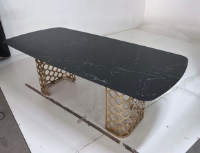 Стол CHIAVARI 220 KL-116 Черный мрамор матовый, итальянская керамика / бронзовый, ®DISAUR в Тюмени - tumen.ok-mebel.com | фото 6