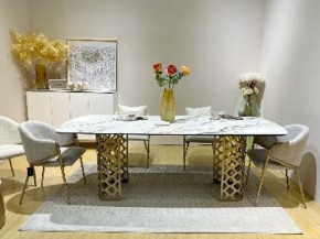 Стол CHIAVARI 220 KL-188 Контрастный мрамор матовый, итальянская керамика / Шампань, ®DISAUR в Тюмени - tumen.ok-mebel.com | фото 2
