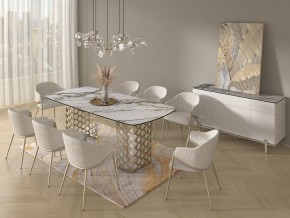 Стол CHIAVARI 220 KL-188 Контрастный мрамор матовый, итальянская керамика / Шампань, ®DISAUR в Тюмени - tumen.ok-mebel.com | фото 9