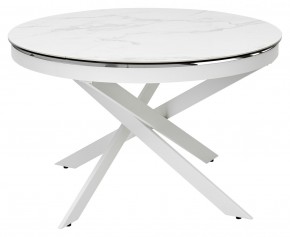 Стол TRENTO 120 HIGH GLOSS STATUARIO Белый мрамор глянцевый, керамика/ белый каркас, ®DISAUR в Тюмени - tumen.ok-mebel.com | фото 2