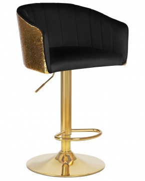 Стул барный DOBRIN DARCY GOLD SHINY, черный велюр с золотыми пайетками в Тюмени - tumen.ok-mebel.com | фото