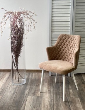 Стул HERMAN 360 град. БЕЖЕВЫЙ #5, велюр / белый каркас М-City в Тюмени - tumen.ok-mebel.com | фото 3