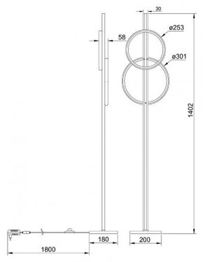 Торшер Arte Lamp Fluido A3913PN-24BK в Тюмени - tumen.ok-mebel.com | фото 2