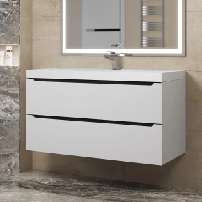 Тумба под раковину Uperwood Tanos 100 см, подвесная, белая/графит в Тюмени - tumen.ok-mebel.com | фото