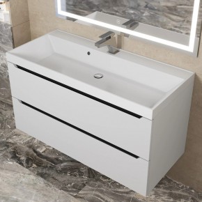 Тумба под раковину Uperwood Tanos 100 см, подвесная, белая/графит в Тюмени - tumen.ok-mebel.com | фото 10