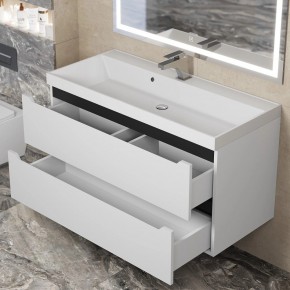 Тумба под раковину Uperwood Tanos 100 см, подвесная, белая/графит в Тюмени - tumen.ok-mebel.com | фото 9