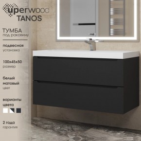 Тумба под раковину Uperwood Tanos 100 см, подвесная, черная матовая в Тюмени - tumen.ok-mebel.com | фото 3