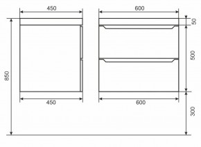 Тумба под раковину Uperwood Tanos 60 см, подвесная, белая/графит в Тюмени - tumen.ok-mebel.com | фото 6
