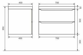 Тумба под раковину Uperwood Tanos 70 см, подвесная, белая/графит в Тюмени - tumen.ok-mebel.com | фото 6