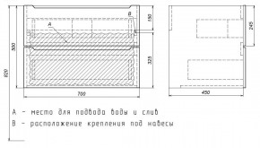 Тумба под раковину Uperwood Tanos 70 см, подвесная, белая/графит в Тюмени - tumen.ok-mebel.com | фото 7