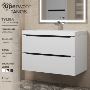 Тумба под раковину Uperwood Tanos 80 см, подвесная, белая/графит в Тюмени - tumen.ok-mebel.com | фото 3