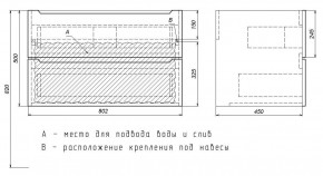 Тумба под раковину Uperwood Tanos 80 см, подвесная, белая/графит в Тюмени - tumen.ok-mebel.com | фото 7