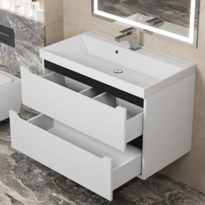 Тумба под раковину Uperwood Tanos 80 см, подвесная, белая/графит в Тюмени - tumen.ok-mebel.com | фото 9
