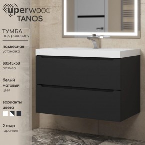 Тумба под раковину Uperwood Tanos 80 см, подвесная, черная матовая в Тюмени - tumen.ok-mebel.com | фото 3