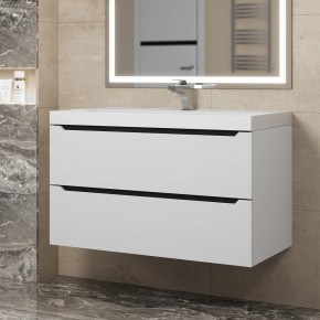 Тумба под раковину Uperwood Tanos 90 см, подвесная, белая/графит в Тюмени - tumen.ok-mebel.com | фото