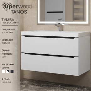 Тумба под раковину Uperwood Tanos 90 см, подвесная, белая/графит в Тюмени - tumen.ok-mebel.com | фото 3