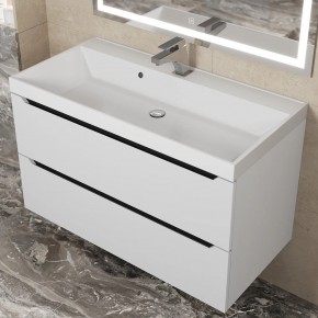 Тумба под раковину Uperwood Tanos 90 см, подвесная, белая/графит в Тюмени - tumen.ok-mebel.com | фото 9