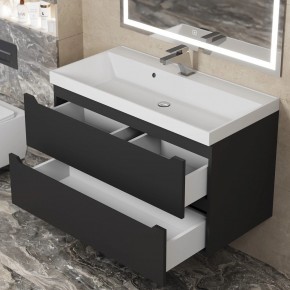 Тумба под раковину Uperwood Tanos 90 см, подвесная, черная матовая в Тюмени - tumen.ok-mebel.com | фото 10