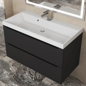 Тумба под раковину Uperwood Tanos 90 см, подвесная, черная матовая в Тюмени - tumen.ok-mebel.com | фото 11