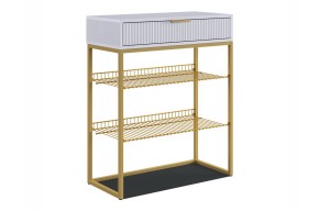 ВЕЛЬВЕТ Обувница (белое дерево/белый матовый/золото) в Тюмени - tumen.ok-mebel.com | фото